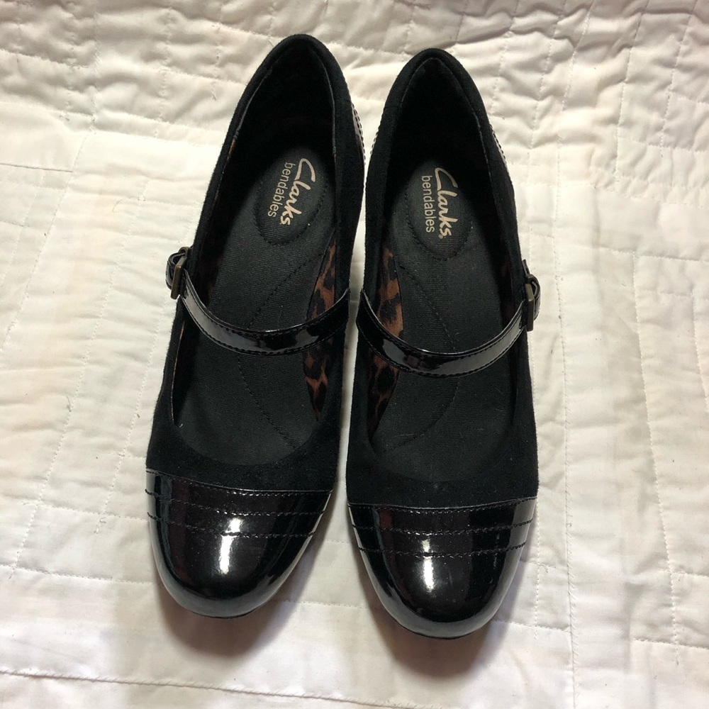 Clarks patent leather heels